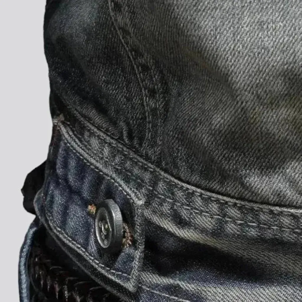 Sanded dark-wash jean jacket for men