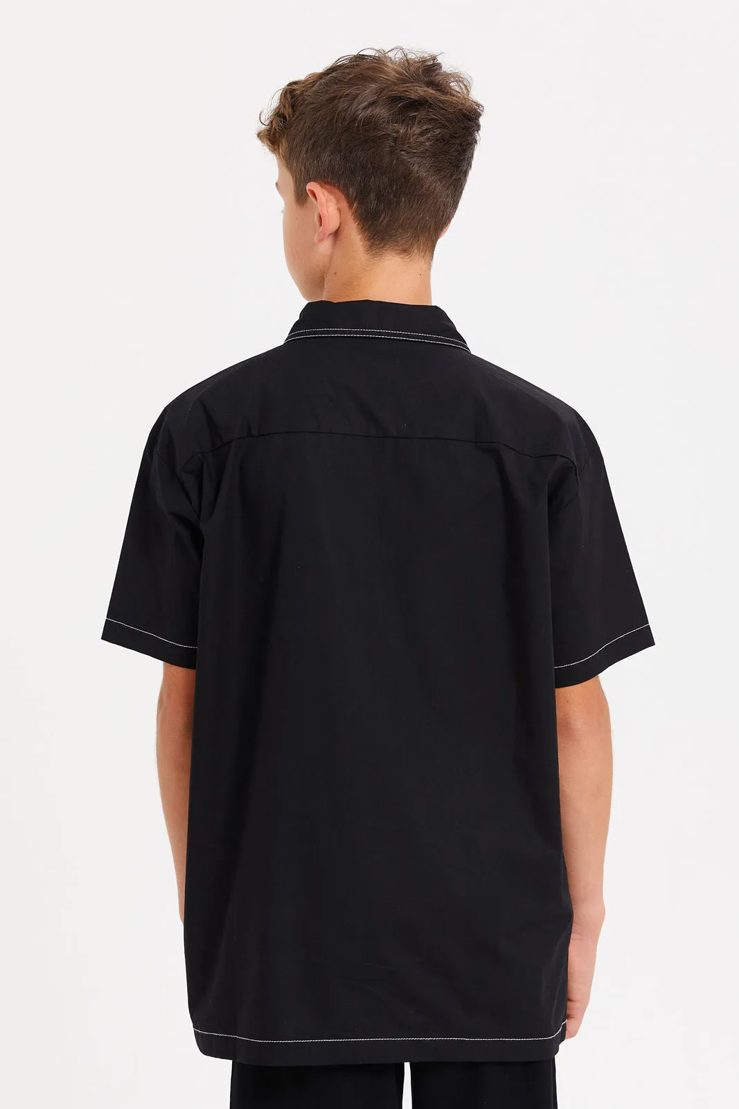 Senior Boys Black Oversize Casual Shirt