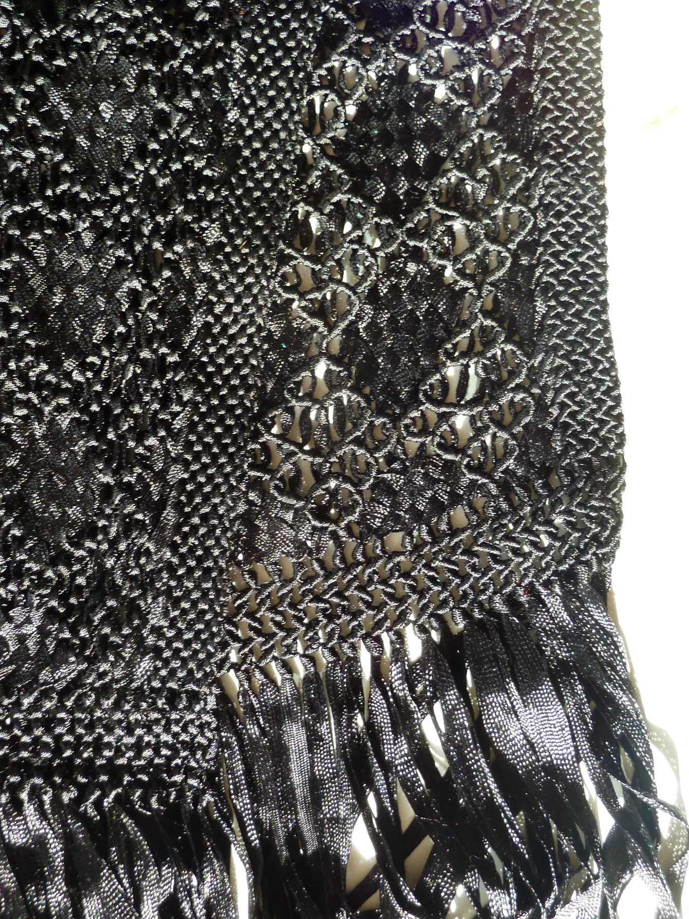 SILK MACRAME TRIANGLE SHAWL CHOCOLATE