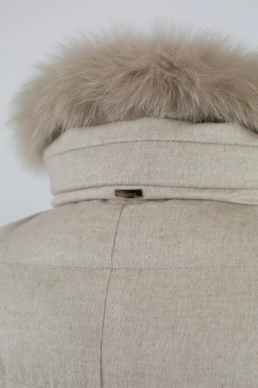 Silk/Cashmere Parka W/ Fur Trim