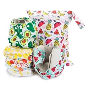 Simple Being Foodie Print Unisex Reusable Baby Cloth Diapers