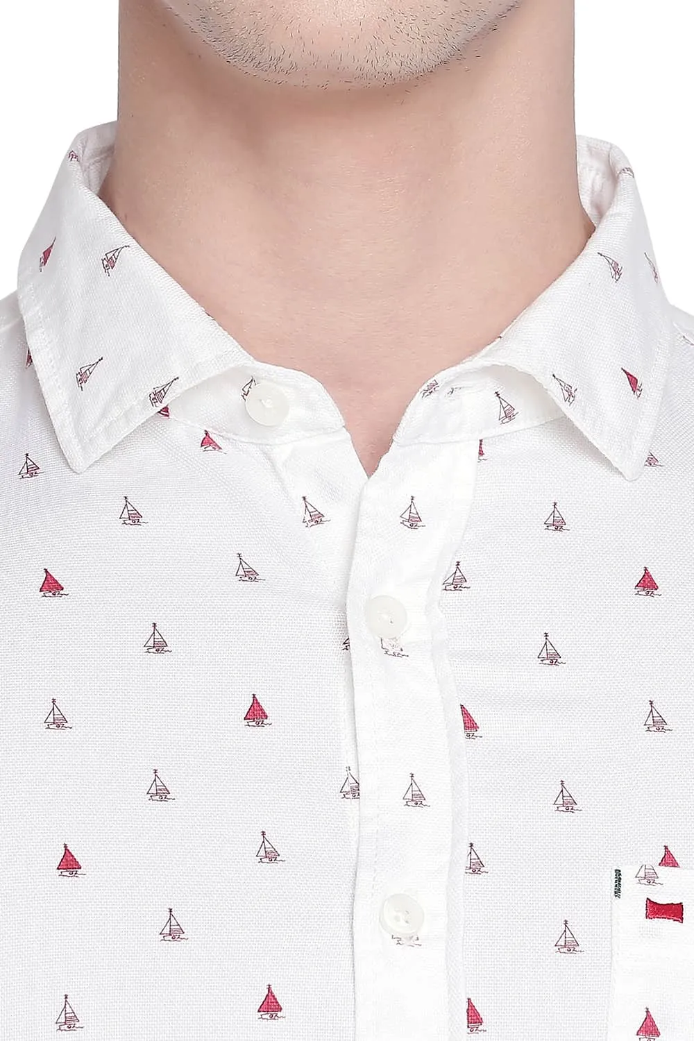 Slim Fit Printed Dobby Shirt