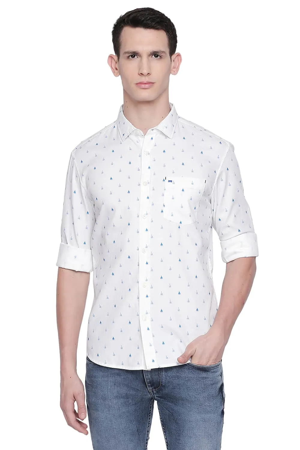 Slim Fit Printed Dobby Shirt