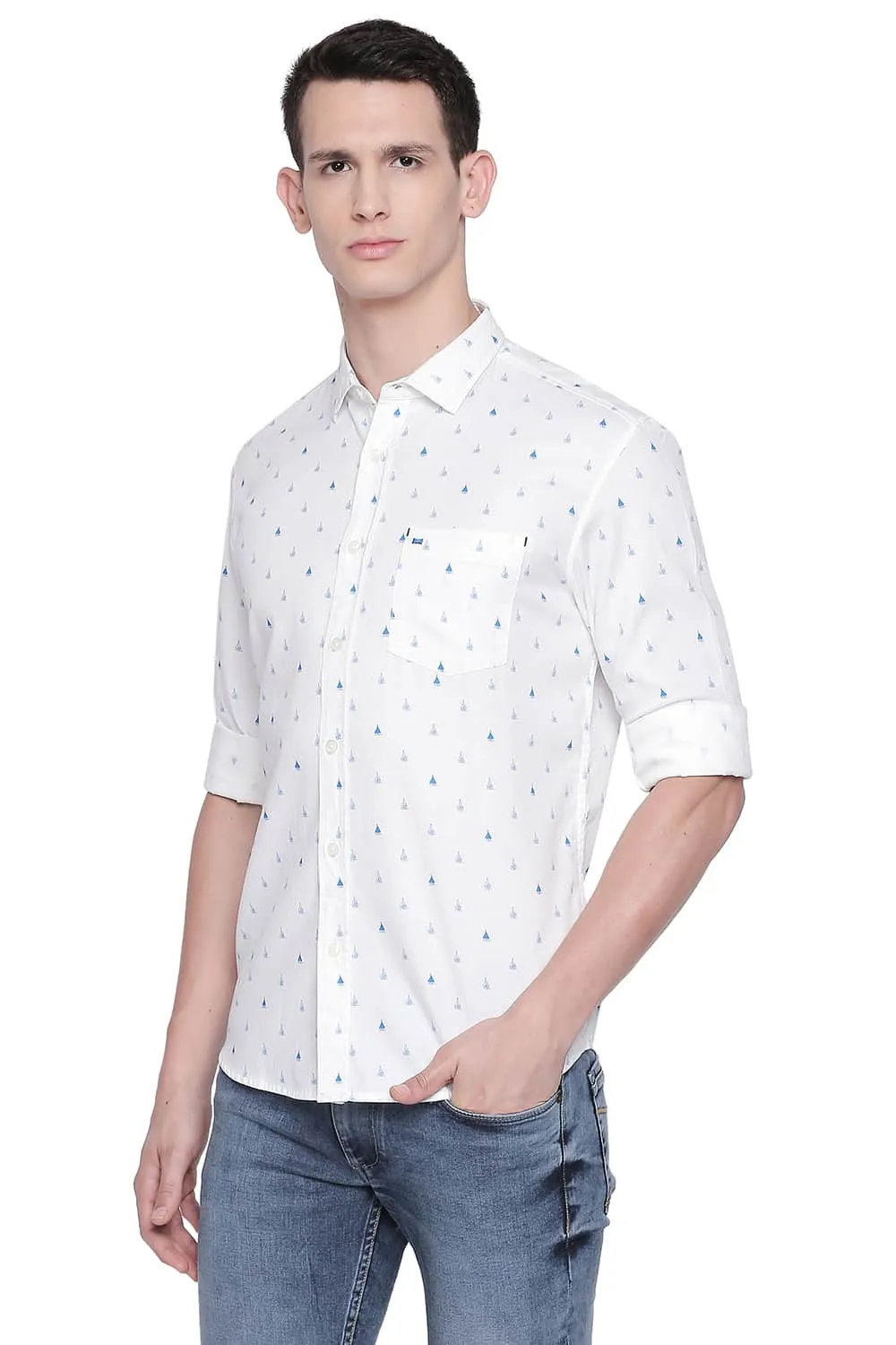 Slim Fit Printed Dobby Shirt