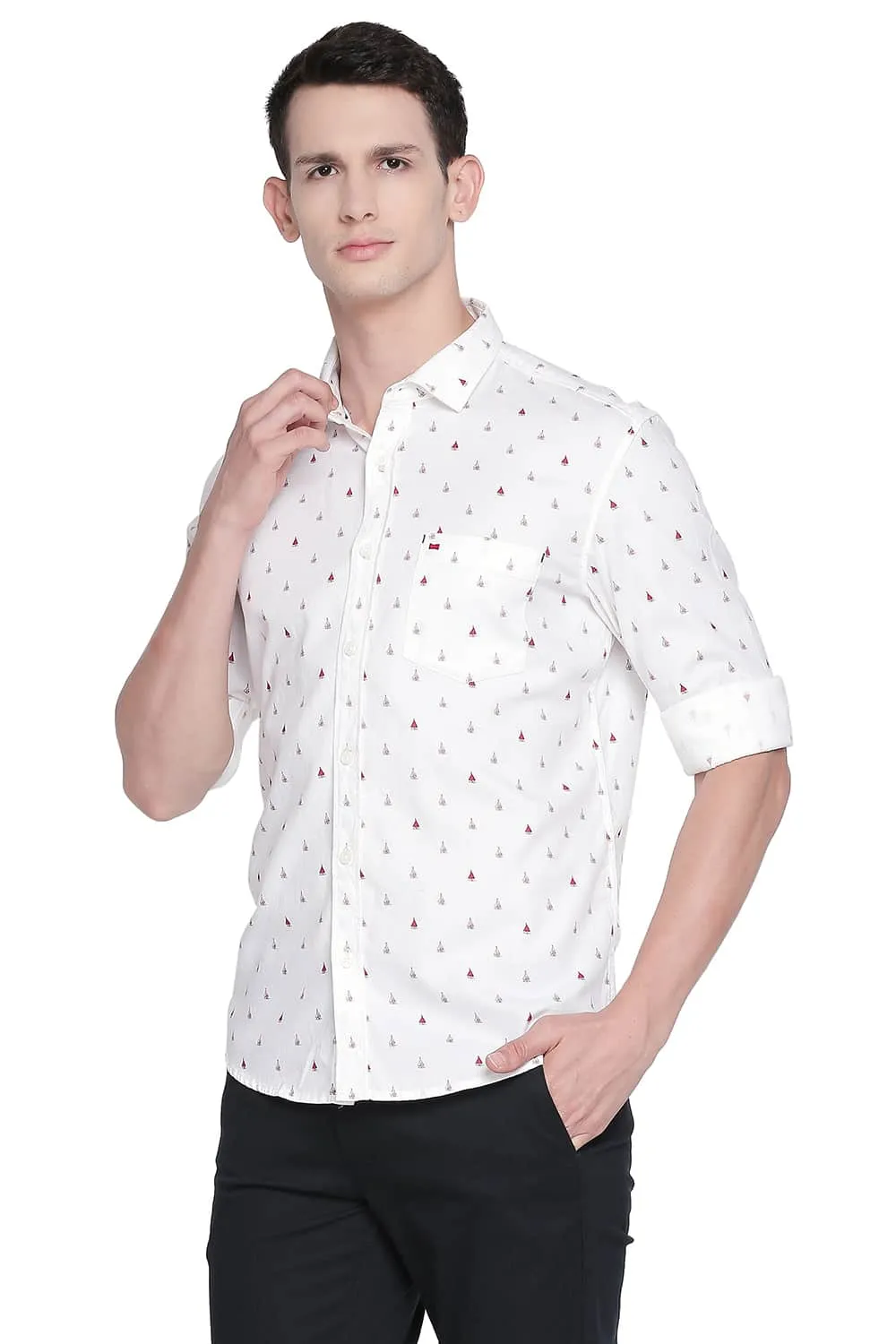 Slim Fit Printed Dobby Shirt