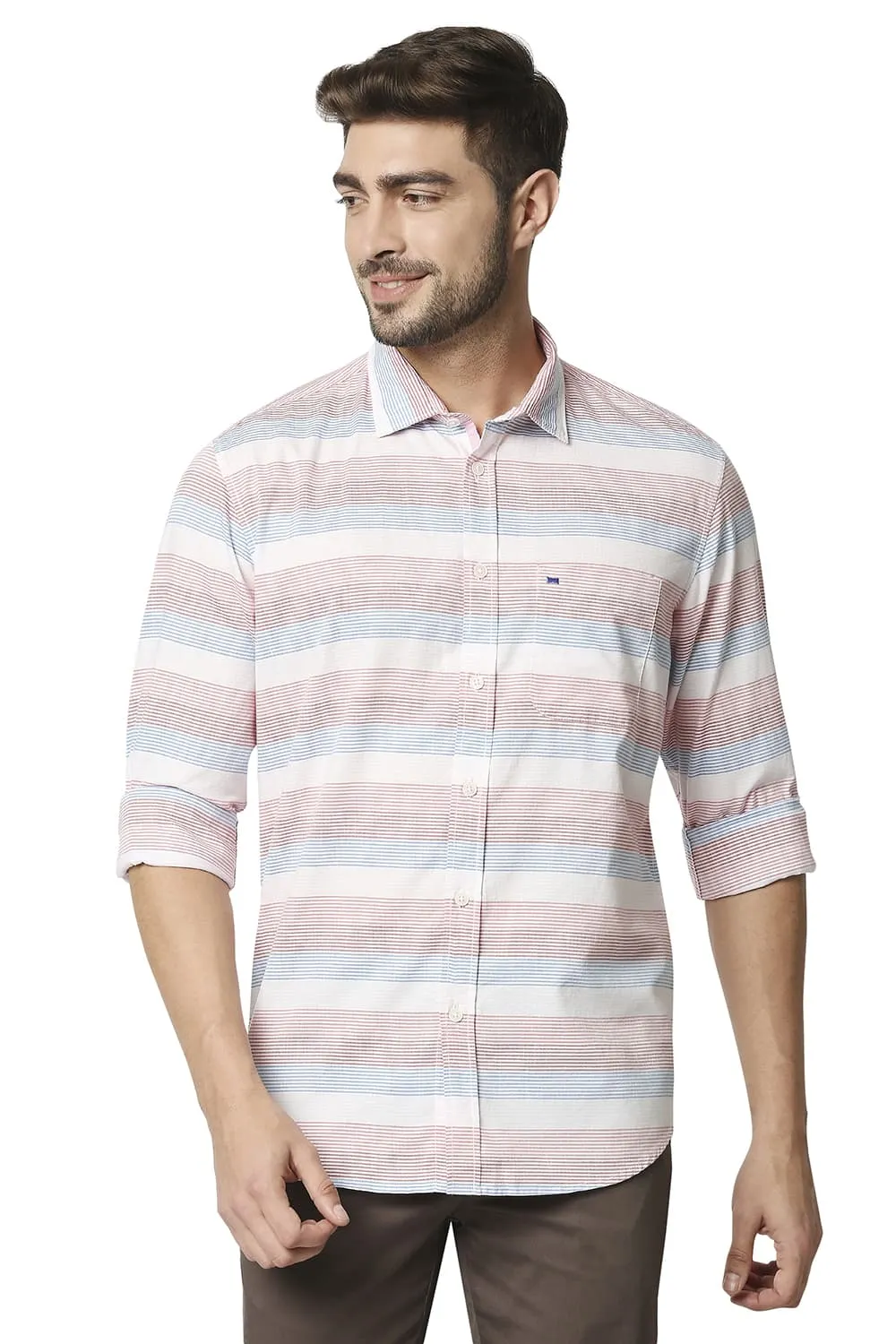 Slim Fit Twill Weft Stripe Shirt