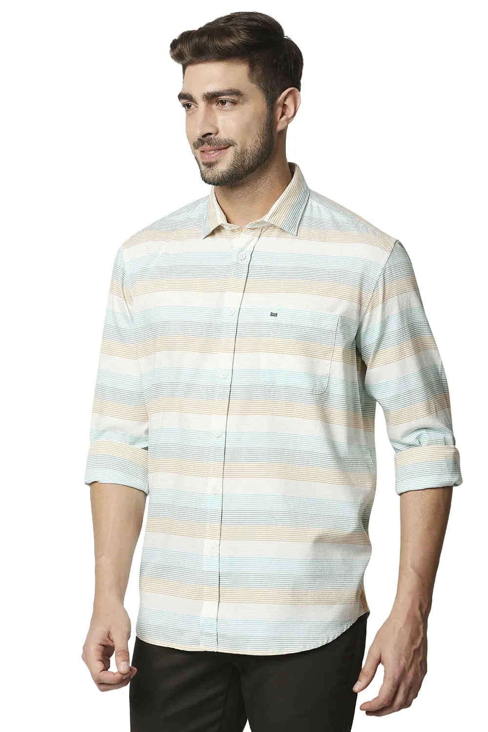 Slim Fit Twill Weft Stripe Shirt