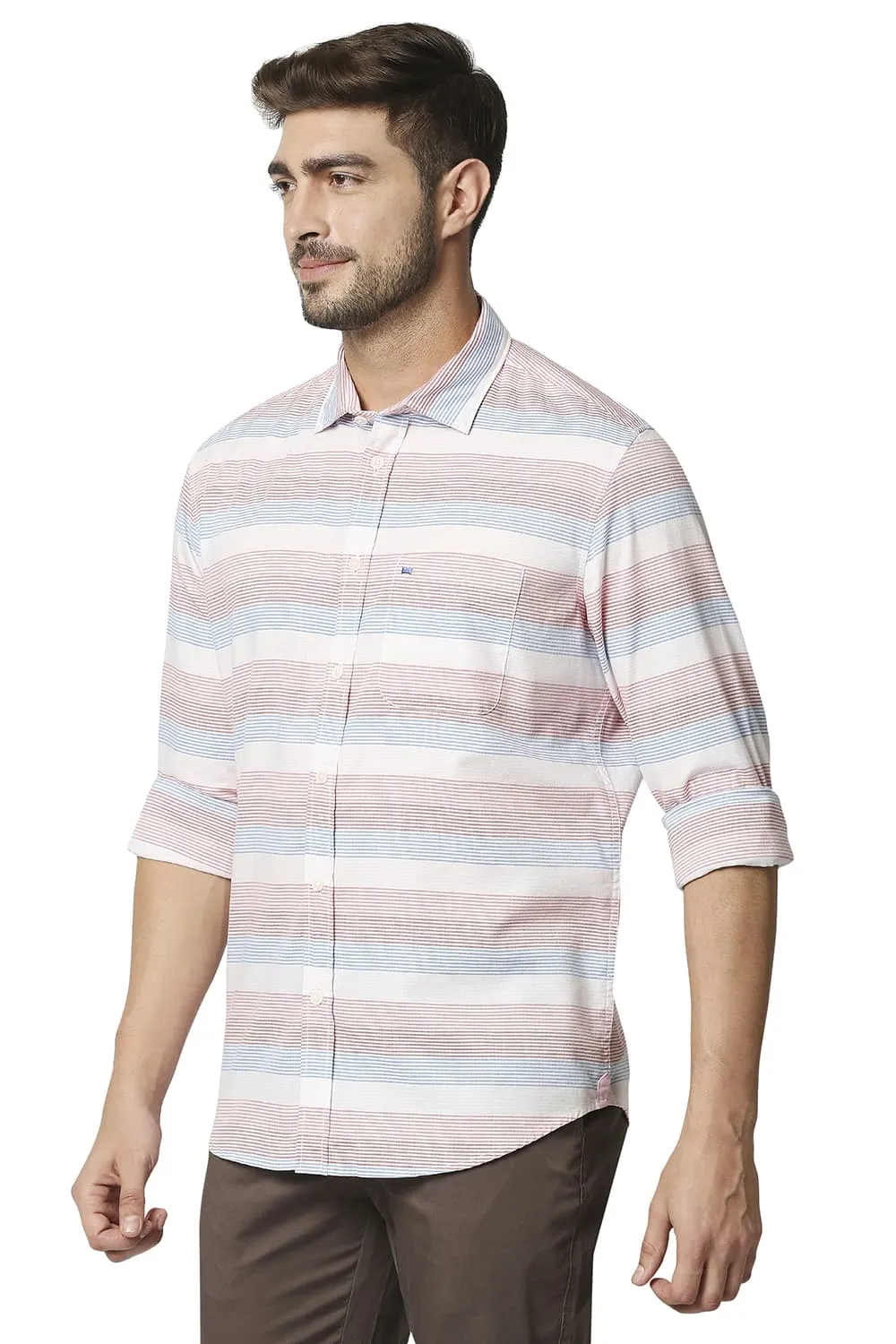 Slim Fit Twill Weft Stripe Shirt