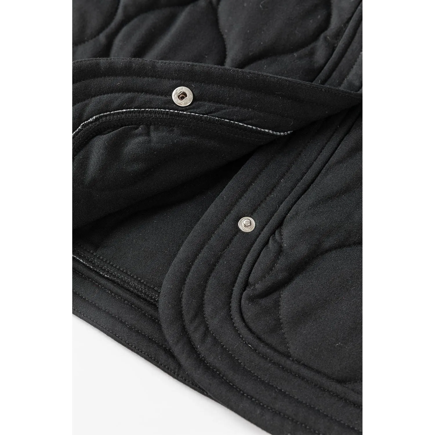 Starting Today Black Solid Color Quilted Snap Button Jacket