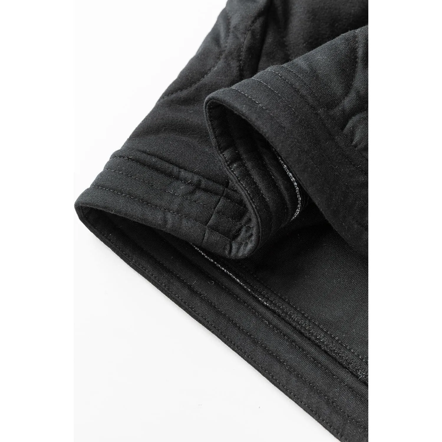 Starting Today Black Solid Color Quilted Snap Button Jacket