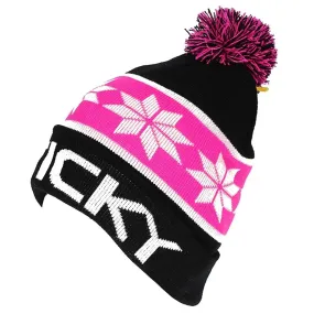 Sticky Pink and Black Bobble Beanie