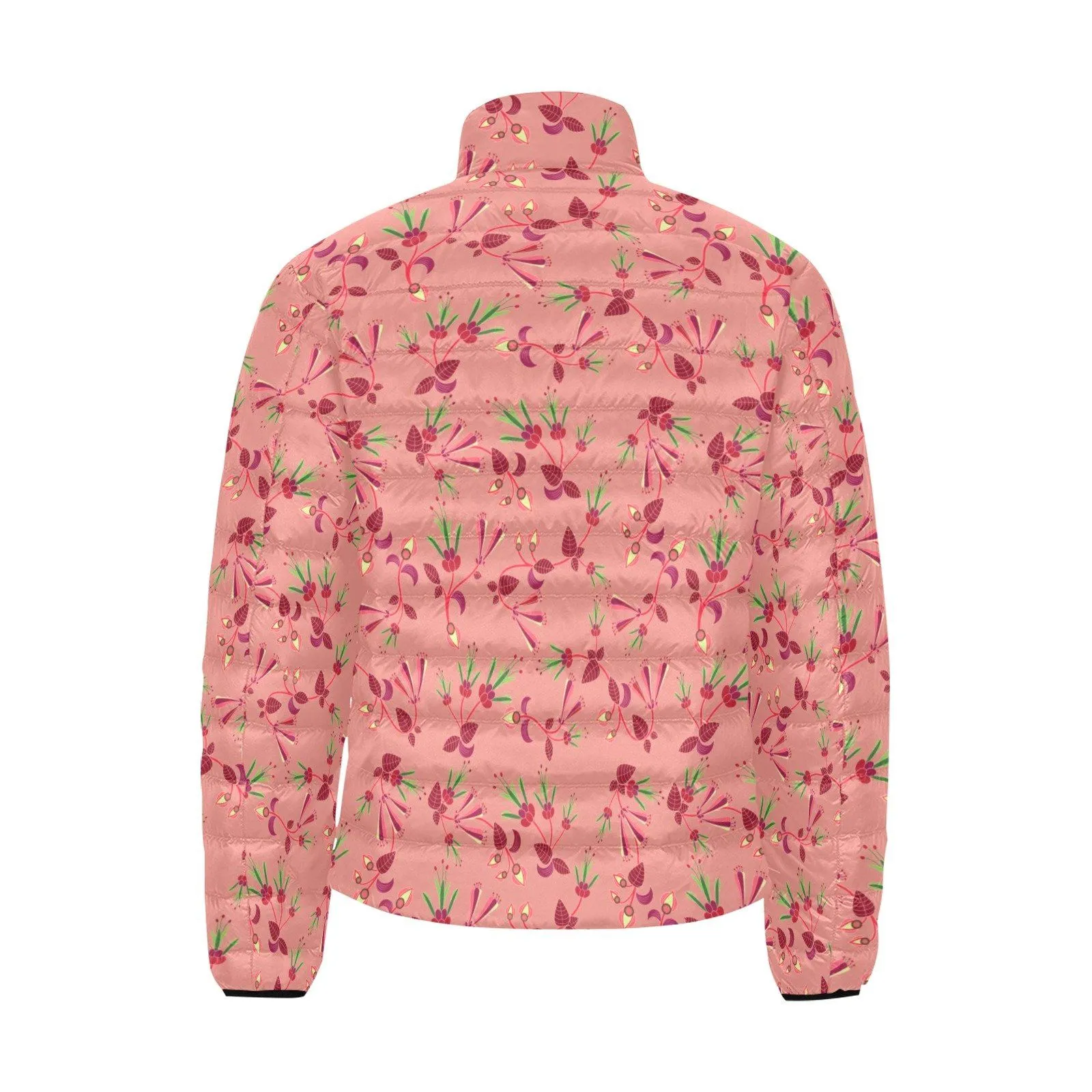 Swift Floral Peach Rouge Remix Men's Stand Collar Padded Jacket