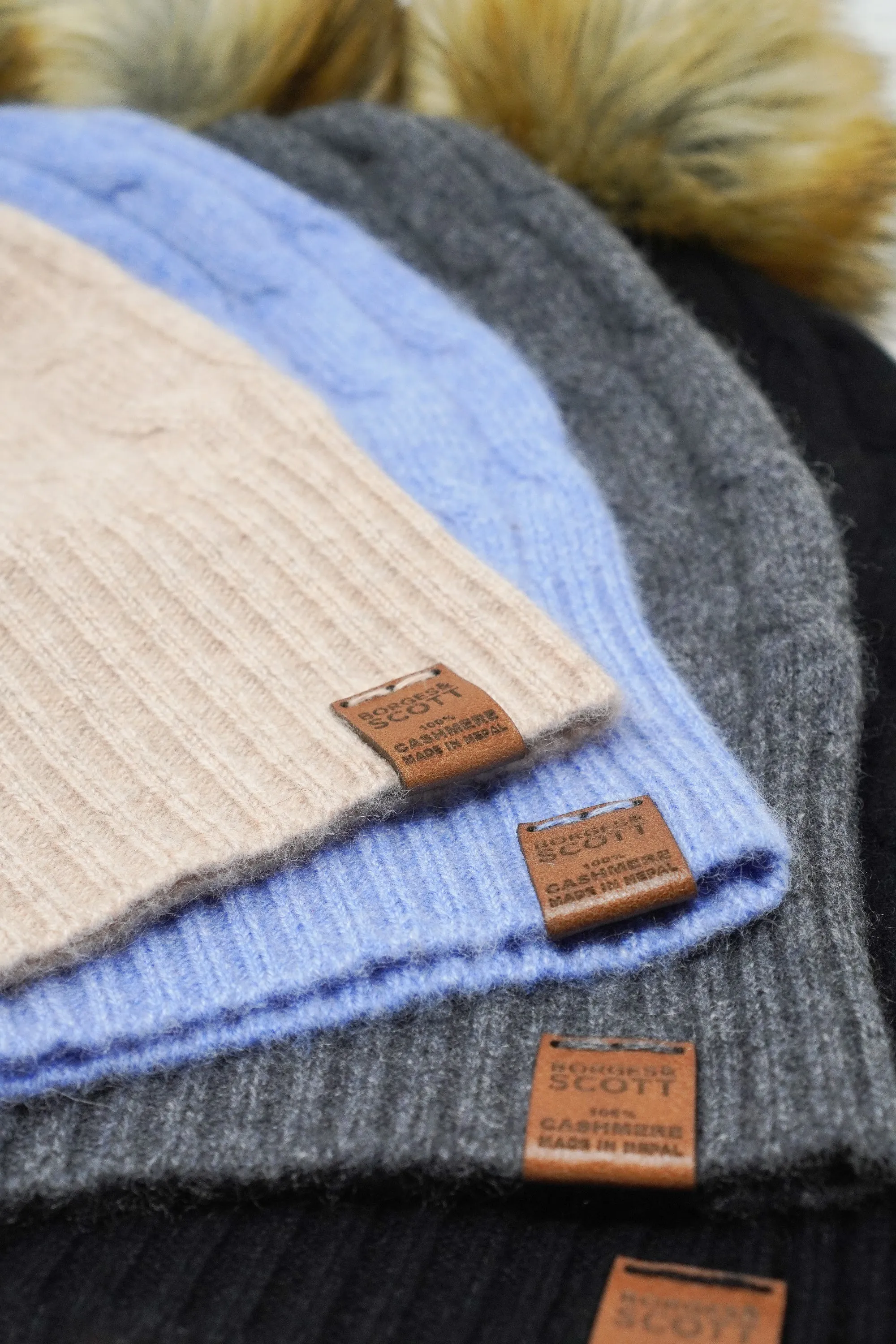 The Meribel - 100% Cashmere - Removeable Bobble Hat