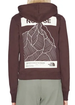 The North Face Womens Nuptse Face Hoodie Coal Brown