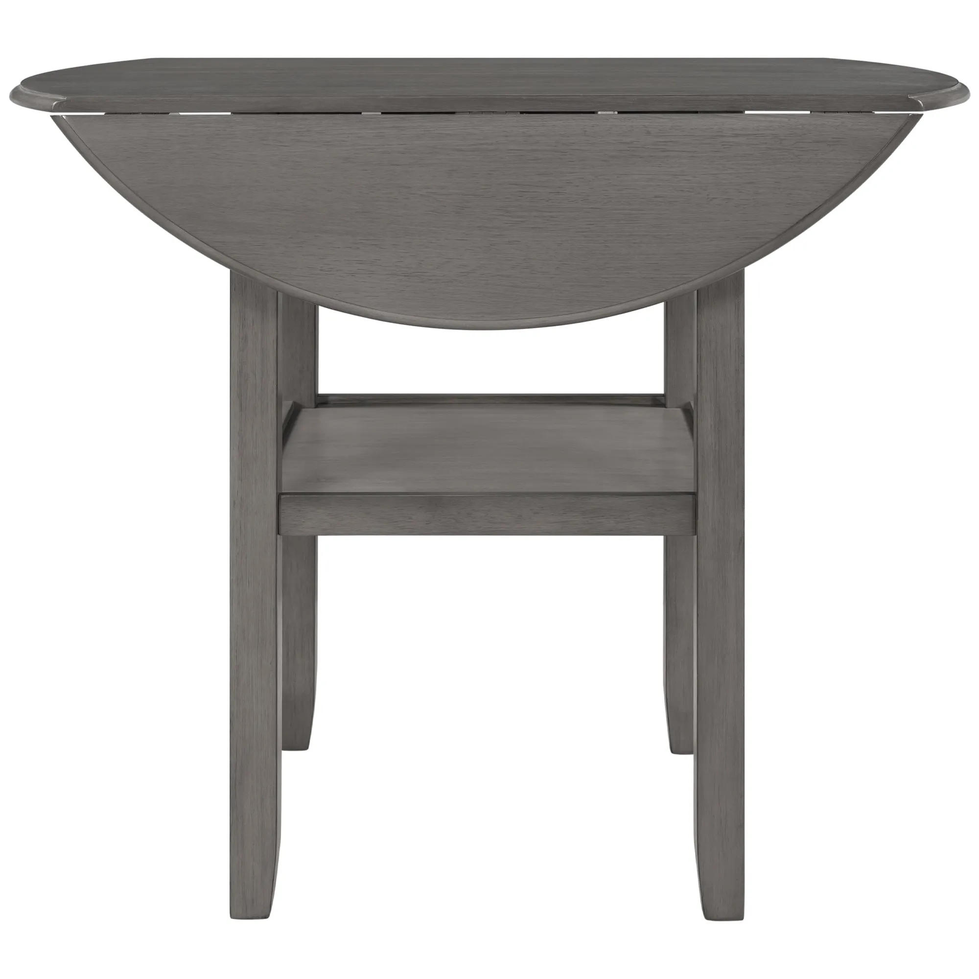 TOPMAX Farmhouse Round Counter Height Kitchen Dining Table with Drop Leaf  and One Shelf for Small Places, Gray