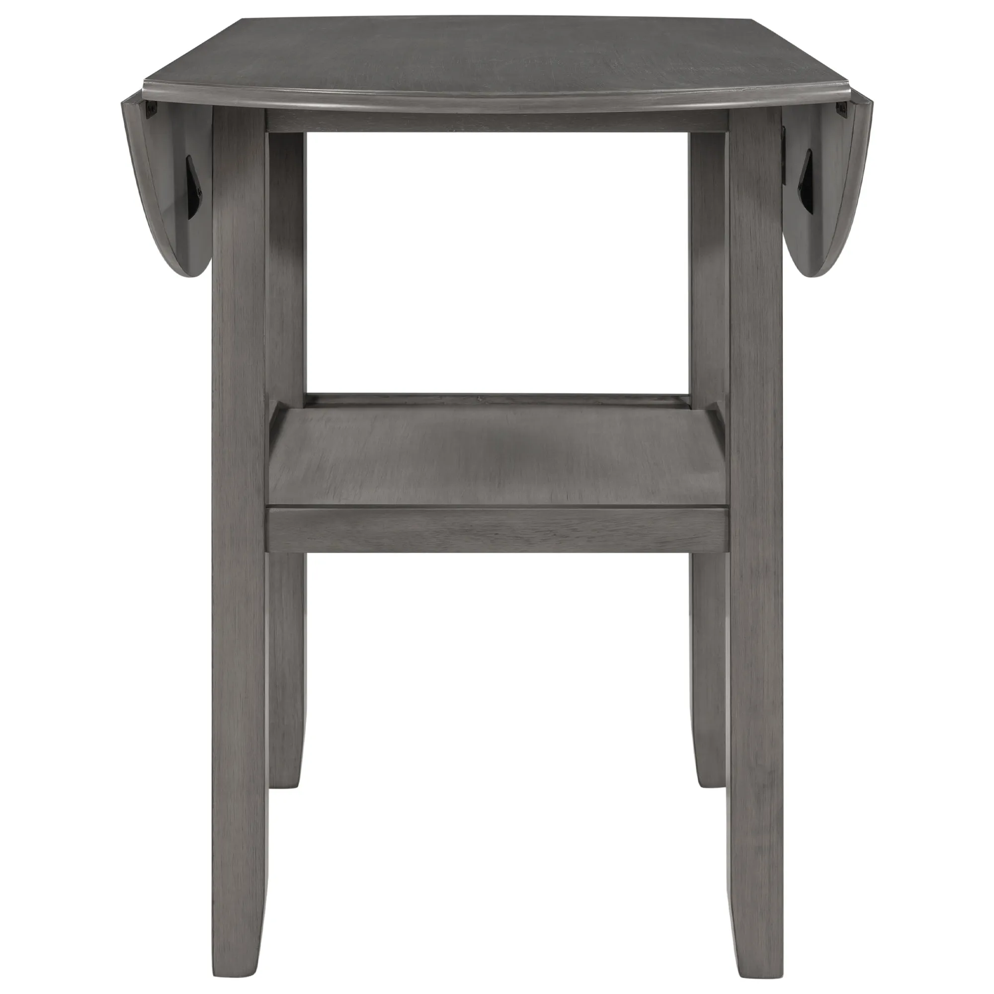 TOPMAX Farmhouse Round Counter Height Kitchen Dining Table with Drop Leaf  and One Shelf for Small Places, Gray