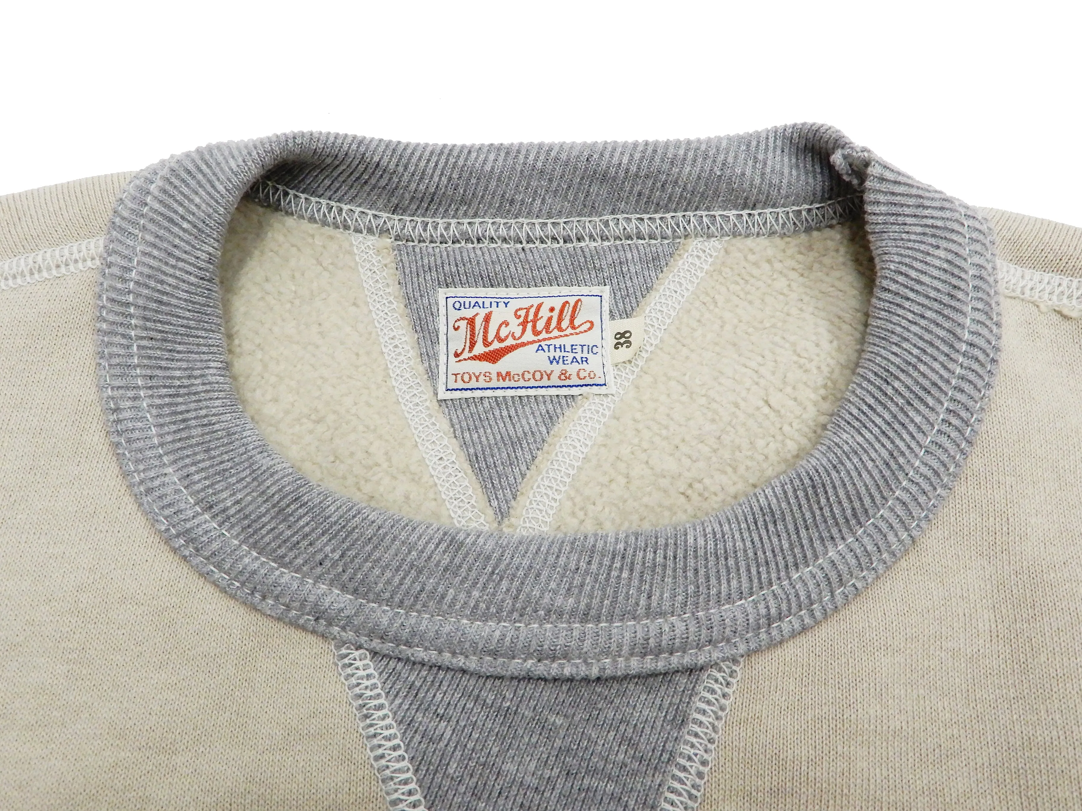 TOYS McCOY Sweatshirt Men's Casual Plain Sweat Shirt Loop-wheeled Vintage Style TMC2373 040 Sand-Beige/Heather-Gray