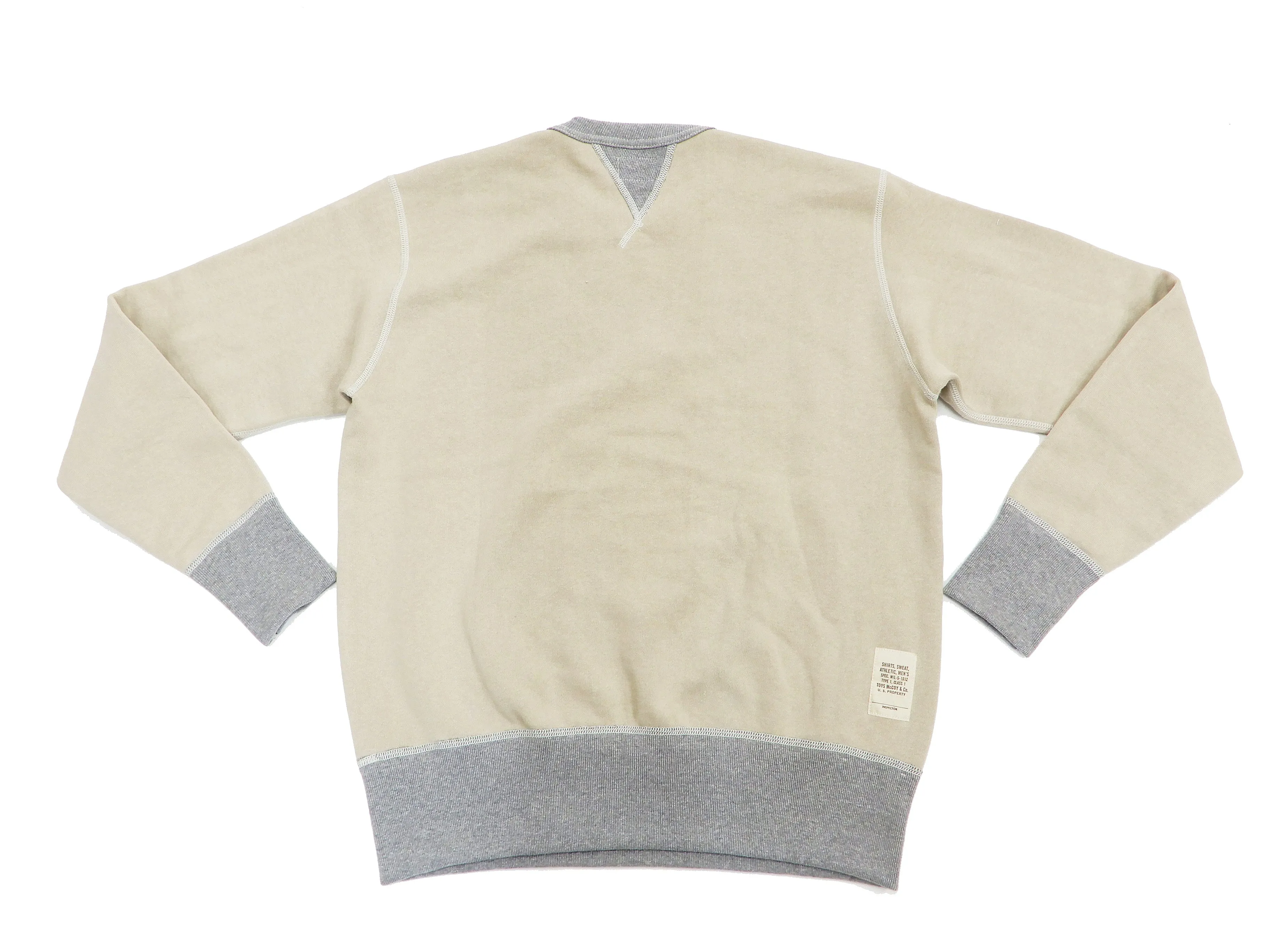 TOYS McCOY Sweatshirt Men's Casual Plain Sweat Shirt Loop-wheeled Vintage Style TMC2373 040 Sand-Beige/Heather-Gray