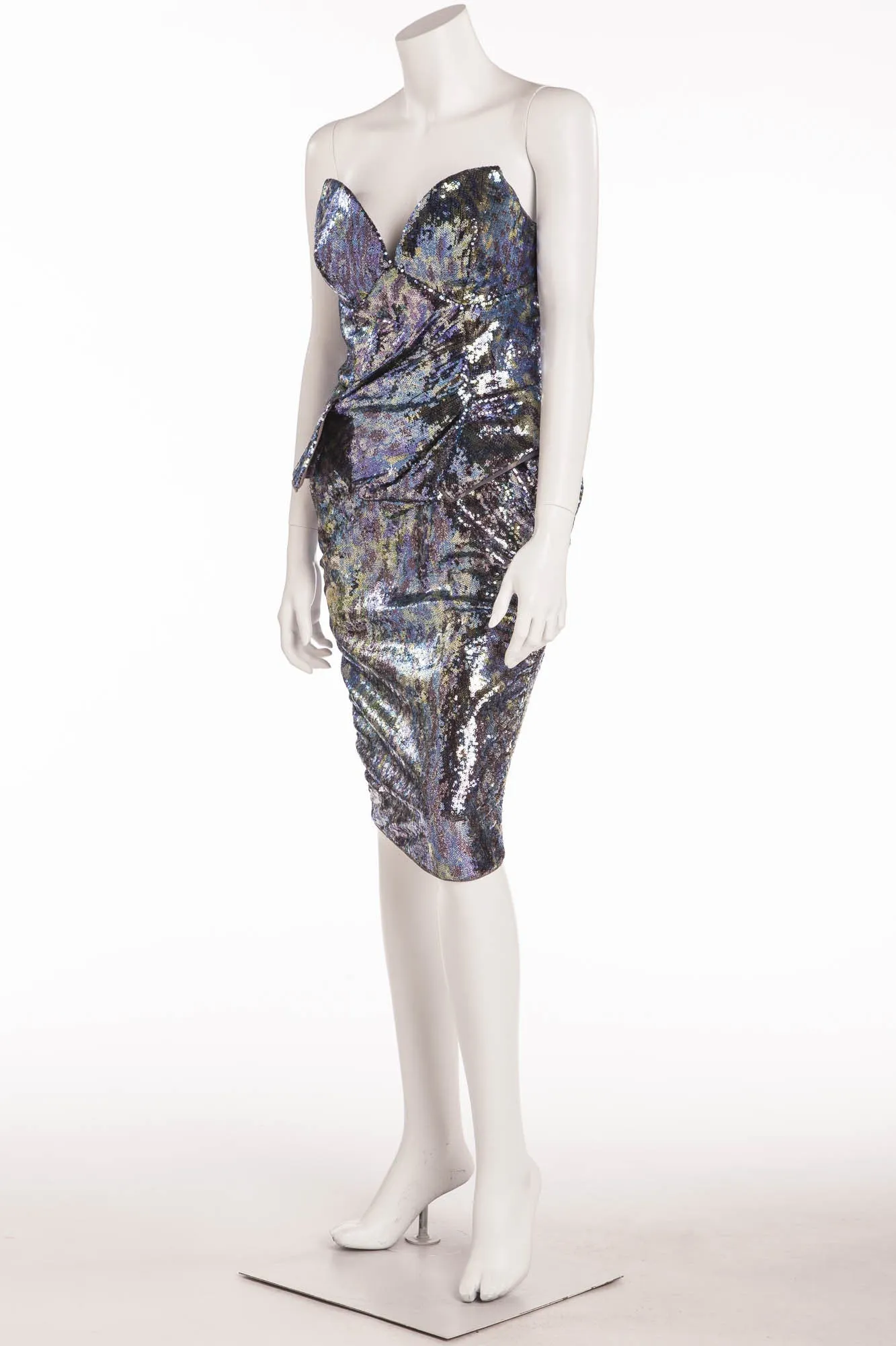 VIvienne Westwood - 2PC Purple, Blue, Silver Corset & Pencil Skirt - IT 40