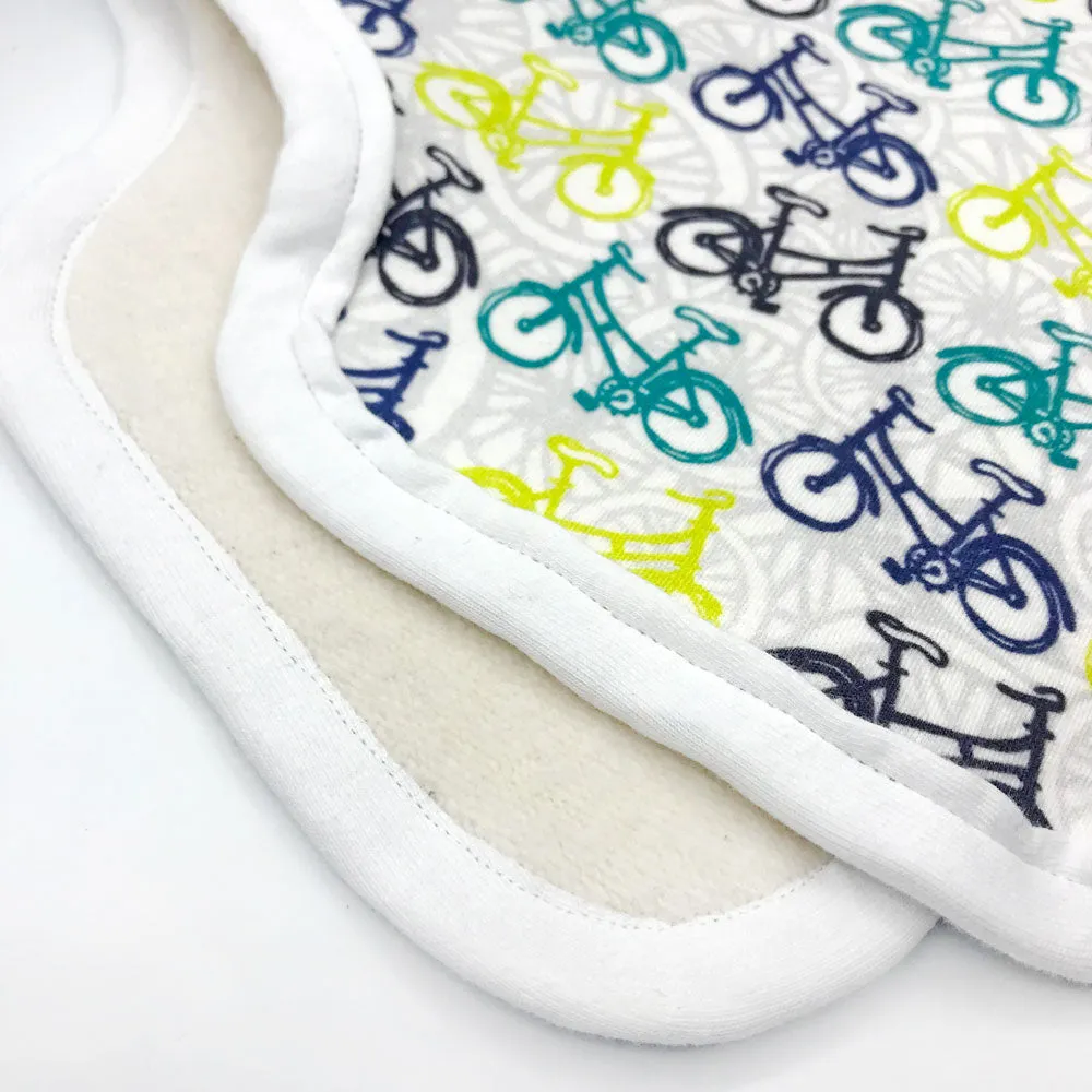 Whimsical Wheelies Burp Cloth - Organic Cotton