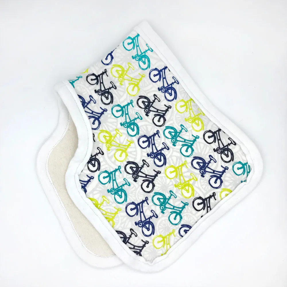 Whimsical Wheelies Burp Cloth - Organic Cotton