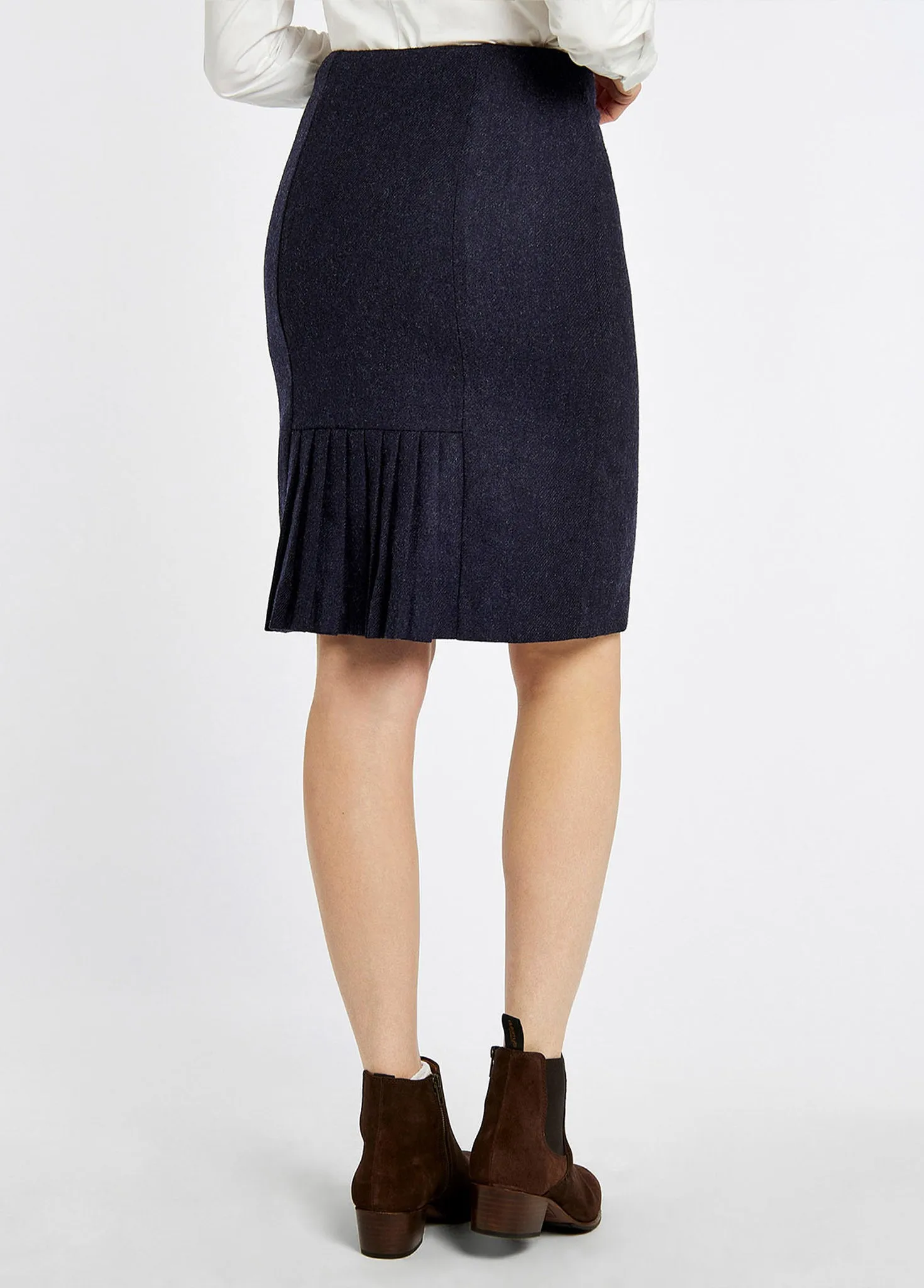 Wisteria Tweed Pencil Skirt - Navy