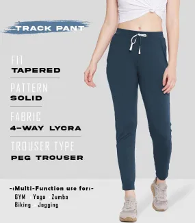 Women Solid Dark Blue Track Pants