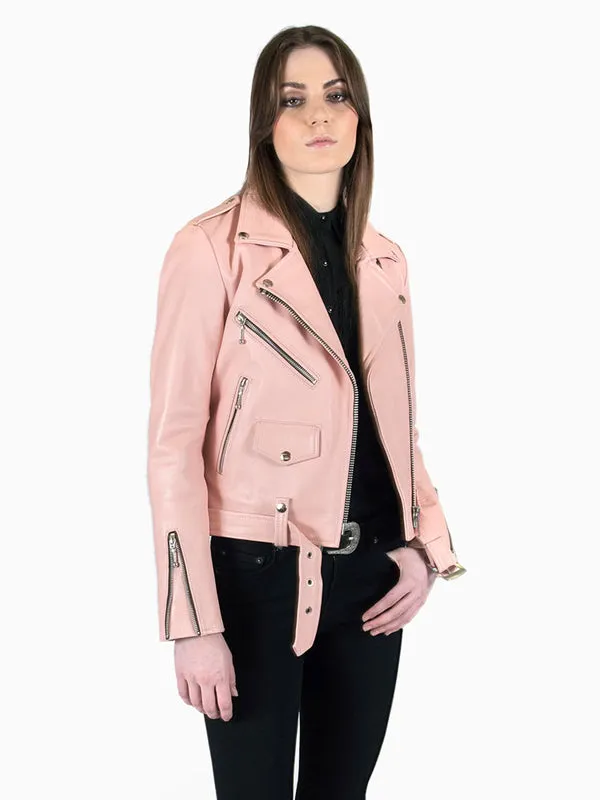 Women's Commando Leather Jacket: Dusty Pink