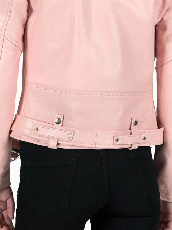 Women's Commando Leather Jacket: Dusty Pink