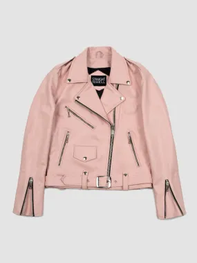 Women's Commando Leather Jacket: Dusty Pink