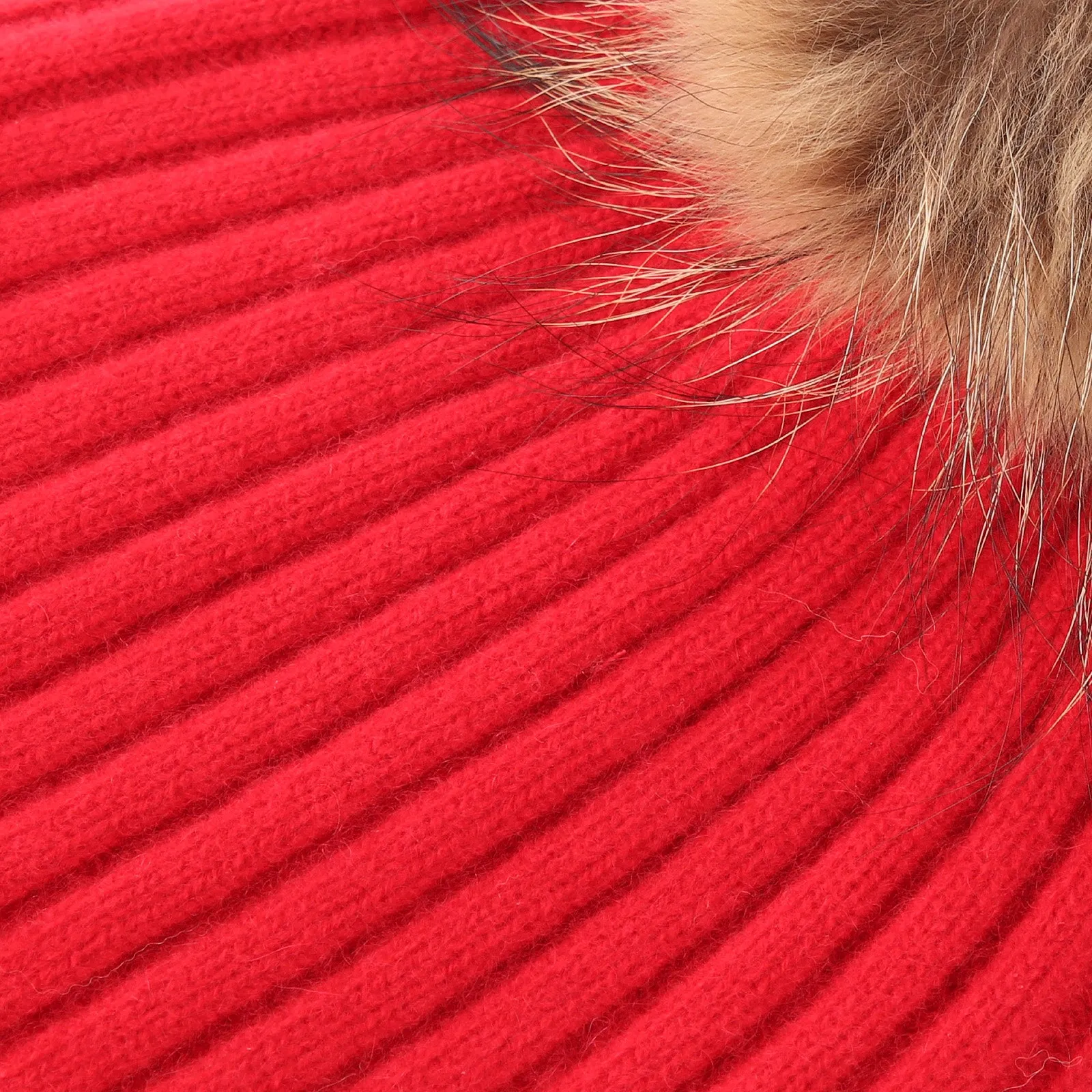 Women's Rib Cashmere Pom Pom Hat  Cardinal