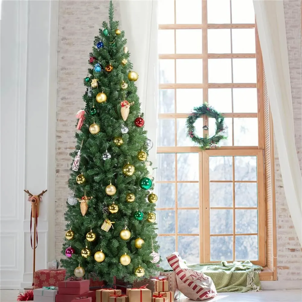 Yaheetech 7.5 Ft Pre-lit Pencil Artificial Christmas Tree