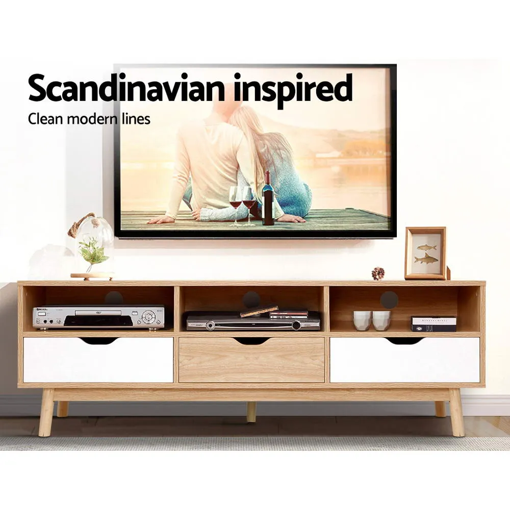 z Scandi Look TV Cabinet Entertainment Unit Stand Wooden Storage 140cm