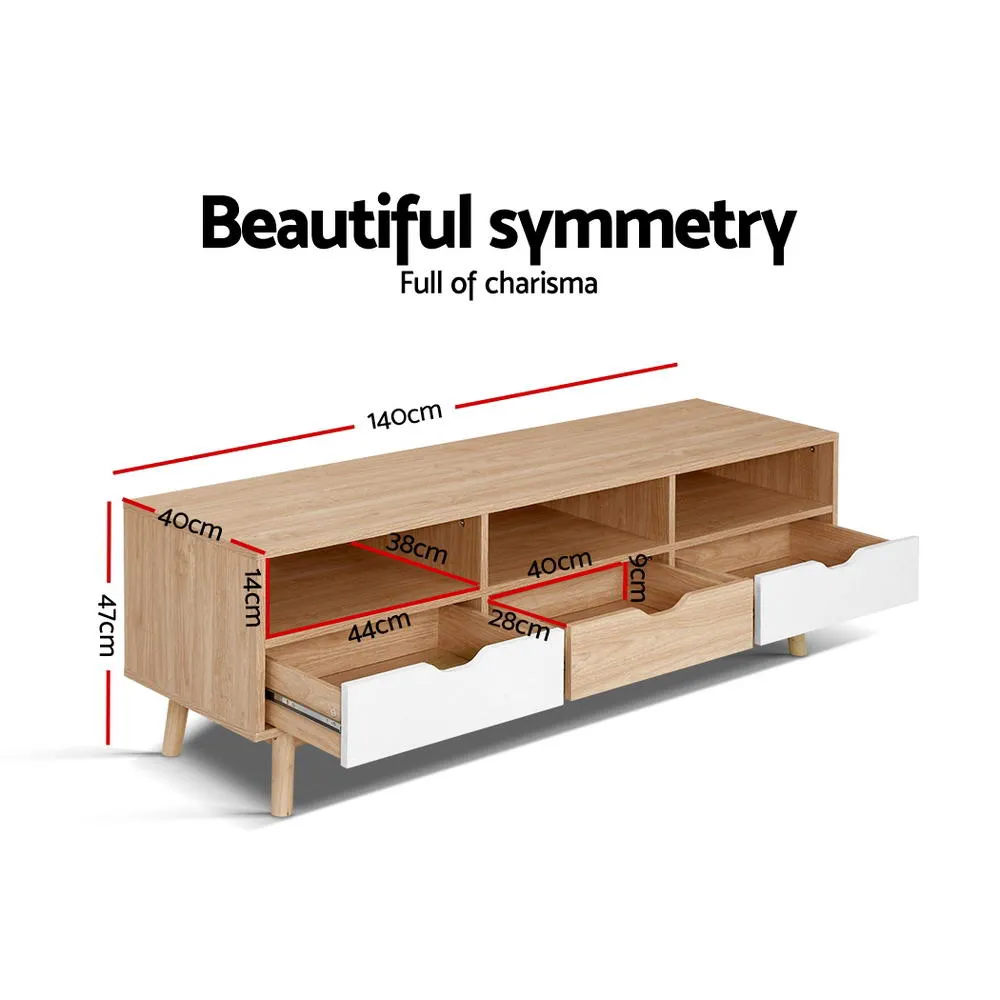 z Scandi Look TV Cabinet Entertainment Unit Stand Wooden Storage 140cm