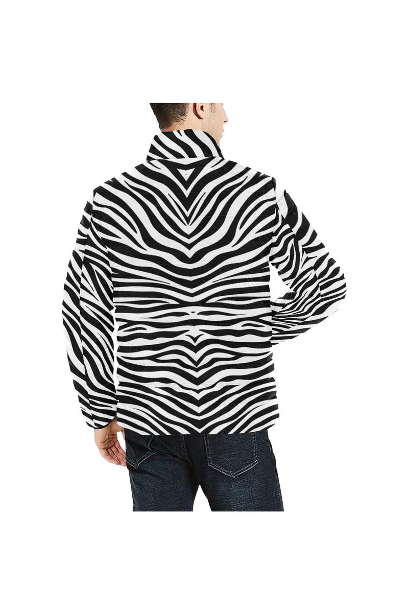 Zebra Print Unisex Stand Collar Padded Jacket